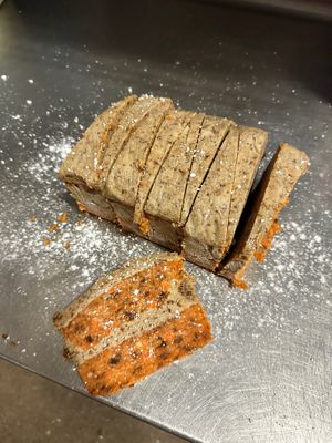 Beautiful, RAw Vegan Carrot 🥕 Cake at Vegan Farmacy in Fort Pierce