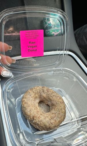 Delicious raw vegan donut   at Vegan Farmacy in Fort Pierce