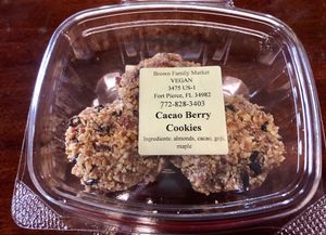 Cacao and Goji Berry cookies.....super yummy at Vegan Farmacy in Fort Pierce