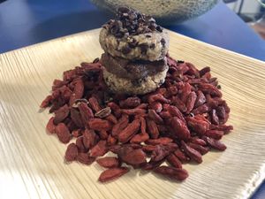 Cookie Monster would love this Cacao Nib Goji Berry and JonnyTella Cookie  at Vegan Farmacy in Fort Pierce