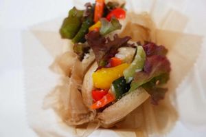 Veggie Sandwich on rice-flour bun at Gen 玄 in Kyoto