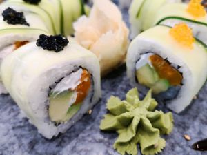 Vegan cream cheese and smoked carrot at Sushi Panda in Helsinki