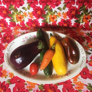 Every day, we choose fresh vegetables at the local market! at Casa Herbolario in Bogota