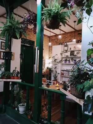 Cozy restaurant at Casa Herbolario in Bogota