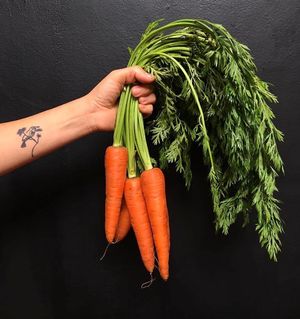 organic carrots for the lunch at Casa Herbolario in Bogota
