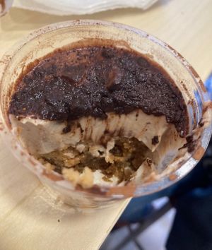 il tiramisù (azzannato da me). mi dispiace non essere un granché di fotografa, ma il sapore è molto meglio di quanto sembri dalla foto.  at Officina Vegana in Naples