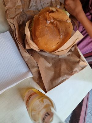 Seitan burger at Officina Vegana in Naples
