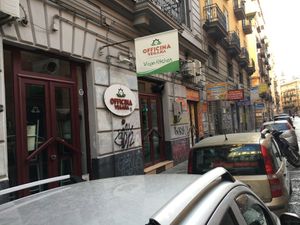 The place from the outside at Officina Vegana in Naples