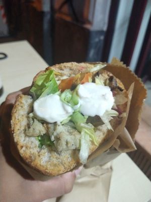 Seitan sandwich with vegan mayo at Officina Vegana in Naples