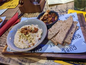 Hummus mezze at The Cube Bar in Poulton-le-fylde