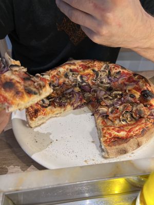 Mushroom pasta without cheese with onions  at Vapiano in Marne-la-vallee