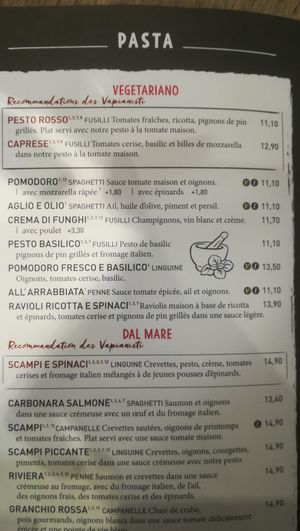 Pasta menu : V are vegan at Vapiano - Les Terrasses du Port in Marseille