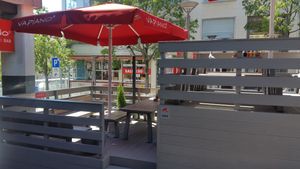 Outside seating (not much) at Vapiano in Lausanne