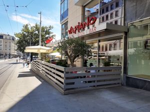 Outdoor seating at Vapiano in Geneva