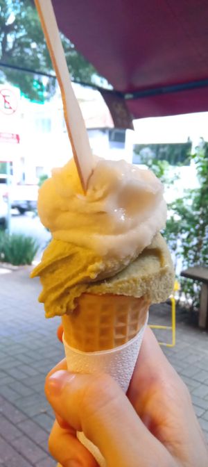 3 limões (branco) e pistache (verde) at Alfreddo Veggani in Sao Paulo