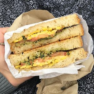 Toasted pesto, “cheese” & tomato sandwich  at Tidbit Cakes - Online in Richmond