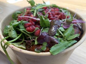 Organic cauliflower fritters. Delicious! #Veganuary at SoulPod Foods in Croydon
