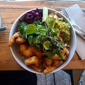 cauliflower fritters at SoulPod Foods in Croydon