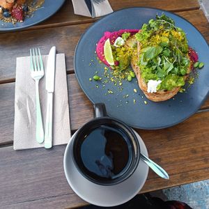 classic smashed avo with almond feta at SoulPod Foods in Croydon