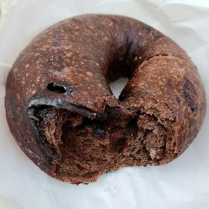 chocolate bagel - inside at SF Bagel in Seoul