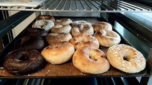 freshly baked bagels at SF Bagel in Seoul