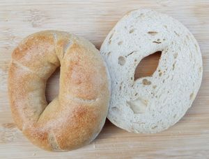 plain bagel - cut at SF Bagel in Seoul