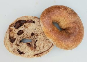 Cinnamon bagel (with raisins) - inside at SF Bagel in Seoul