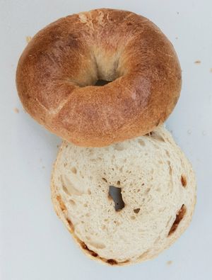 Onion bagel - inside at SF Bagel in Seoul