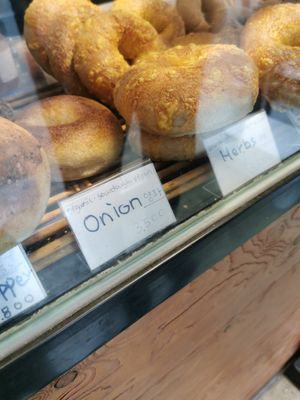 Onion rganic sourdough vegan bagel at SF Bagel in Seoul