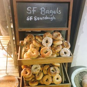 Piles of bagels! at SF Bagel in Seoul