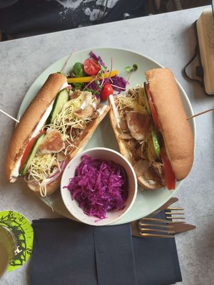 Baguette with hermelín cheesee  at Fryends in Brno