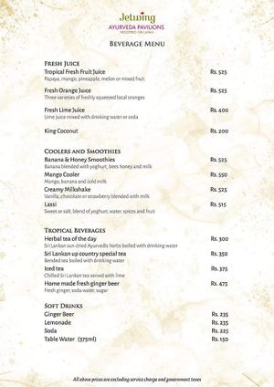 Menu 2022 #Veganuary at Jetwing Ayurveda Pavilions in Negombo