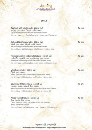 Menu 2022 #Veganuary at Jetwing Ayurveda Pavilions in Negombo