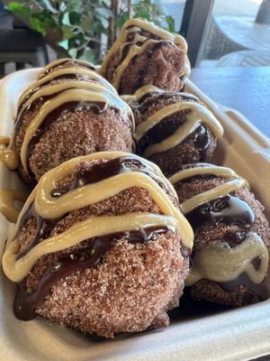 Fried Donut Holes - tossed in sugar and drizzled with our homemade drizzles at HaleLife Bistro & Bakery in St Petersburg