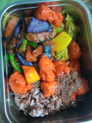 Cai Fan pick and choose with brown rice at Just Greens 绿清清 - Yishun in North Singapore