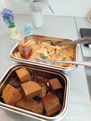 Braised Tofu in soya sauce with Kway Teow 👍 at Just Greens 绿清清 - Yishun in North Singapore