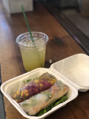 Summer rolls and peach lemonade  at Two Tablespoons in Brooklyn