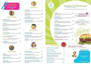 menu for Autum 2017 at Food Village in Nimes
