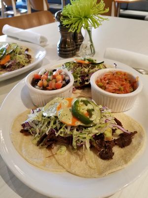 Spicy Seitan Tacos w/ avocado relish & aioli.  at Hungry's in Houston