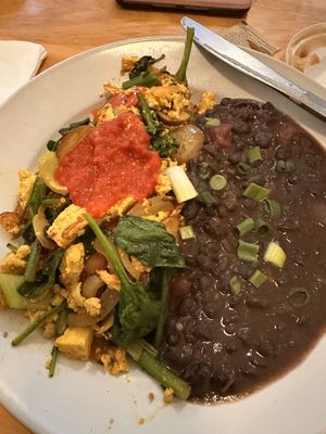 Tofu scramble with beans (you can also get it with salad)  at Tea Room Cafe in Petaluma