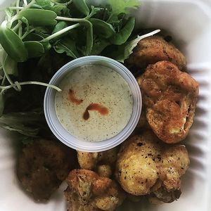 Spicy Cauliflower Bites at Wrappin & Rollin in Roseburg