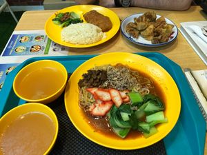 Noodles, cutlet rice, crispy dumplings and free soup at Bodhi Deli - 菩提斋 in Central Singapore