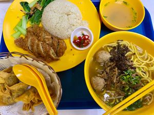 Fried wontons, drumstick rice, and a Saturday special soup at Bodhi Deli - 菩提斋 in Central Singapore