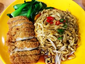“Chicken” cutlet noodle $4 at Bodhi Deli - 菩提斋 in Central Singapore