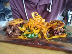Bbq jackfruit sliders at The Natural Choice Cafe in Penrith
