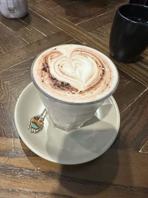 Strawberry latte with soy milk   at The Natural Choice Cafe in Penrith