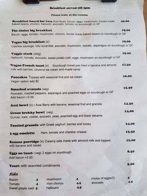 Menu 16 September 2018 at The Natural Choice Cafe in Penrith