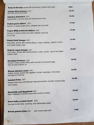 Menu side 2 September 2018 at The Natural Choice Cafe in Penrith