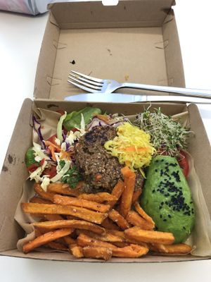 Naked vegan burger. Yum! at The Natural Choice Cafe in Penrith