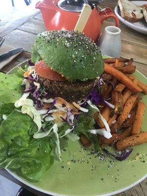 Vegan burger. Really nice I recommend  at The Natural Choice Cafe in Penrith